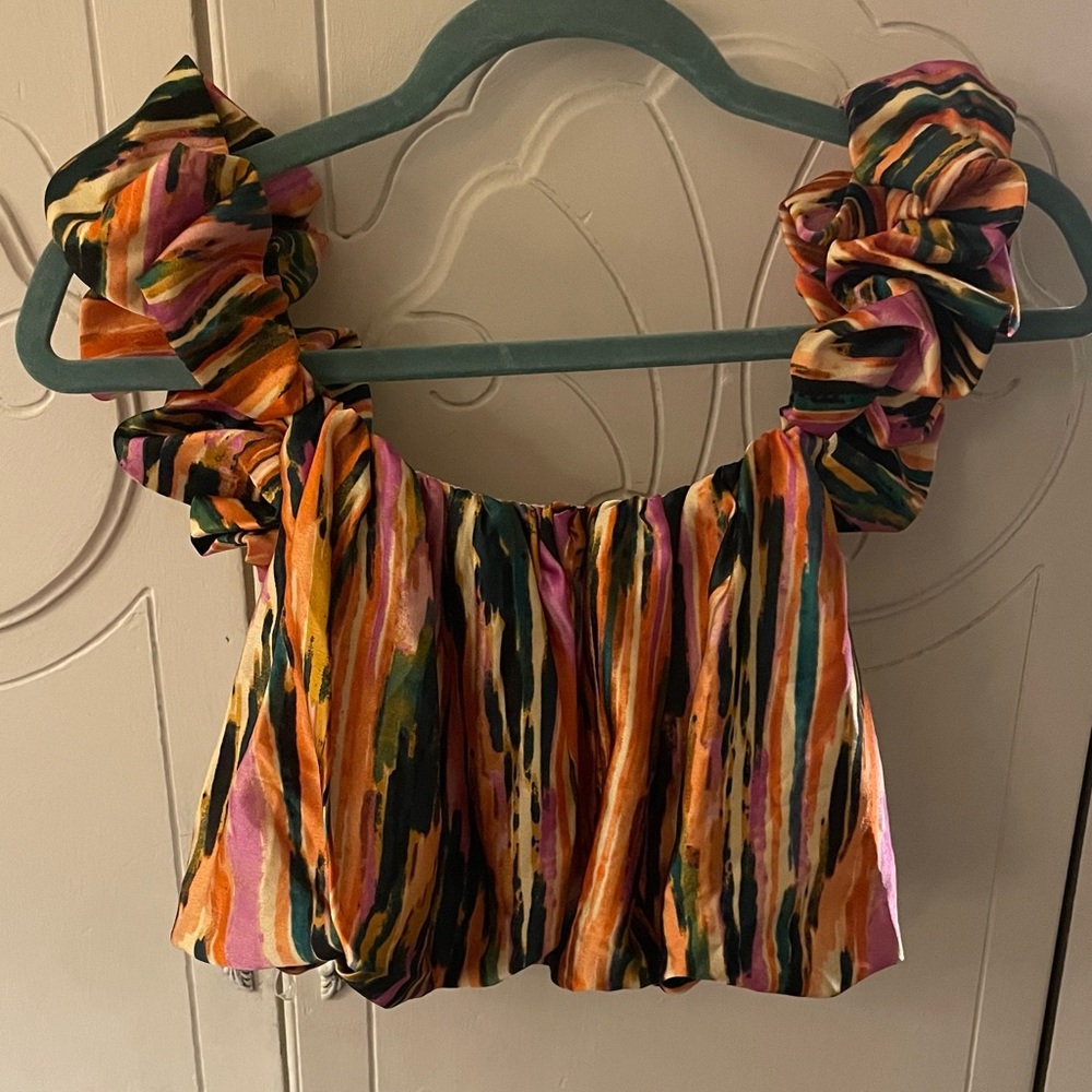 Entro Multicolor Ruffled Crop Top